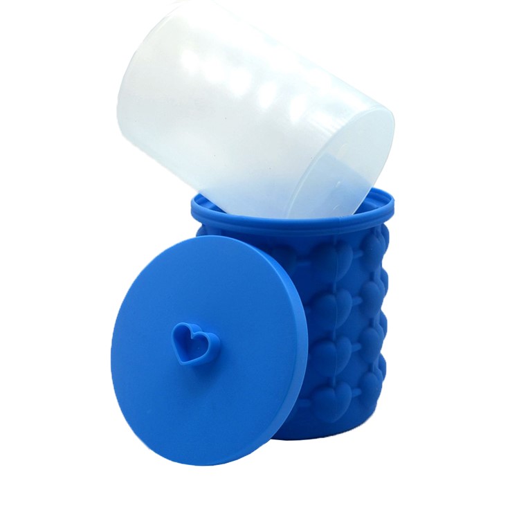 Silicone Heart-shape Ice Cube Maker Space Saving Ice Cube Maker, Size: L - Blue-12