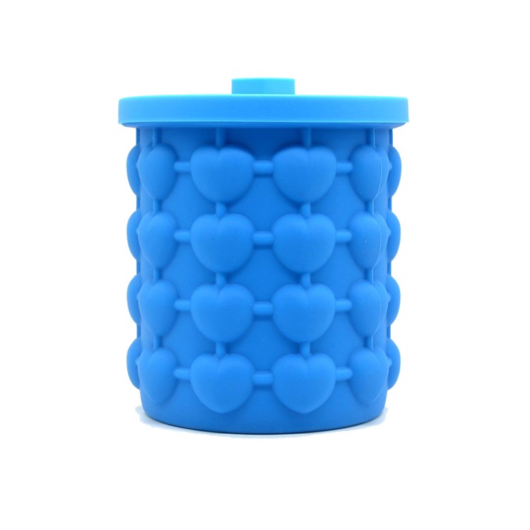 Silicone Heart-shape Ice Cube Maker Space Saving Ice Cube Maker, Size: L - Blue-14