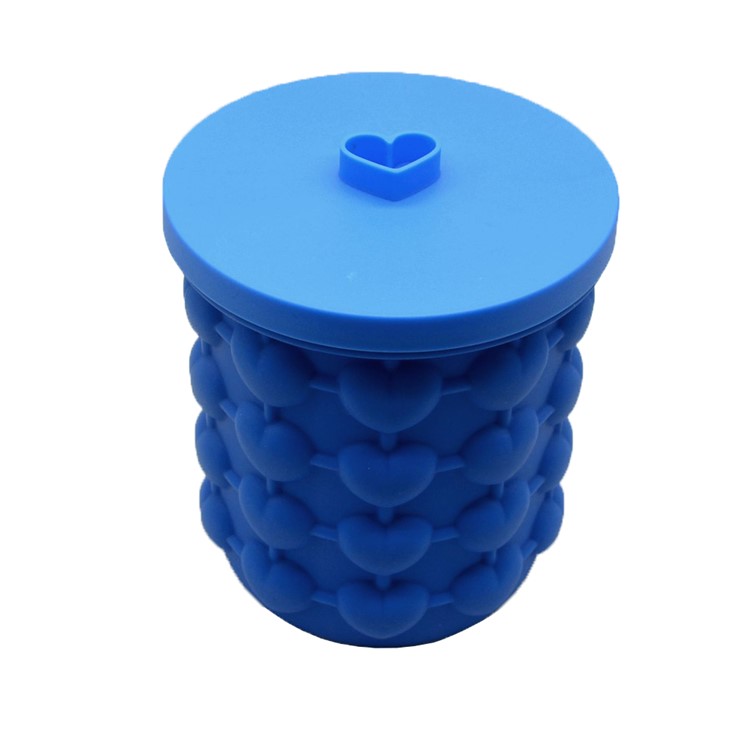Silicone Heart-shape Ice Cube Maker Space Saving Ice Cube Maker, Size: L - Blue-3