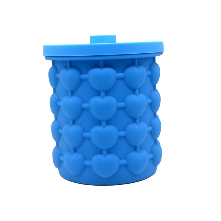 Silicone Heart-shape Ice Cube Maker Space Saving Ice Cube Maker, Size: L - Blue-4