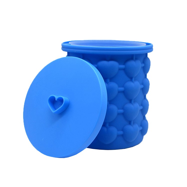 Silicone Heart-shape Ice Cube Maker Space Saving Ice Cube Maker, Size: L - Blue-5