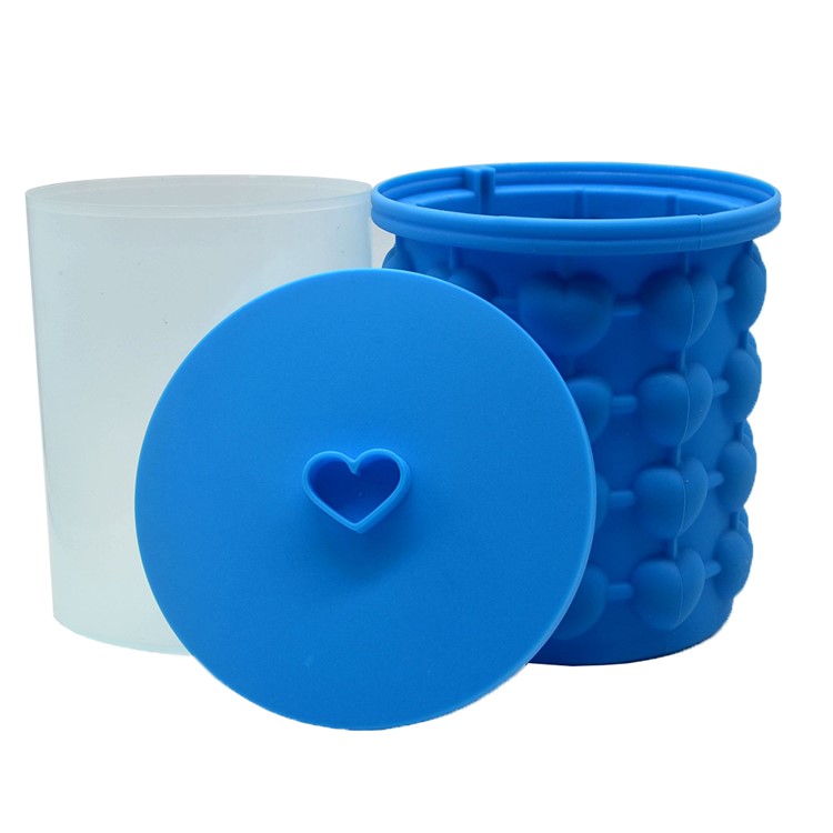 Silicone Heart-shape Ice Cube Maker Space Saving Ice Cube Maker, Size: L - Blue-6