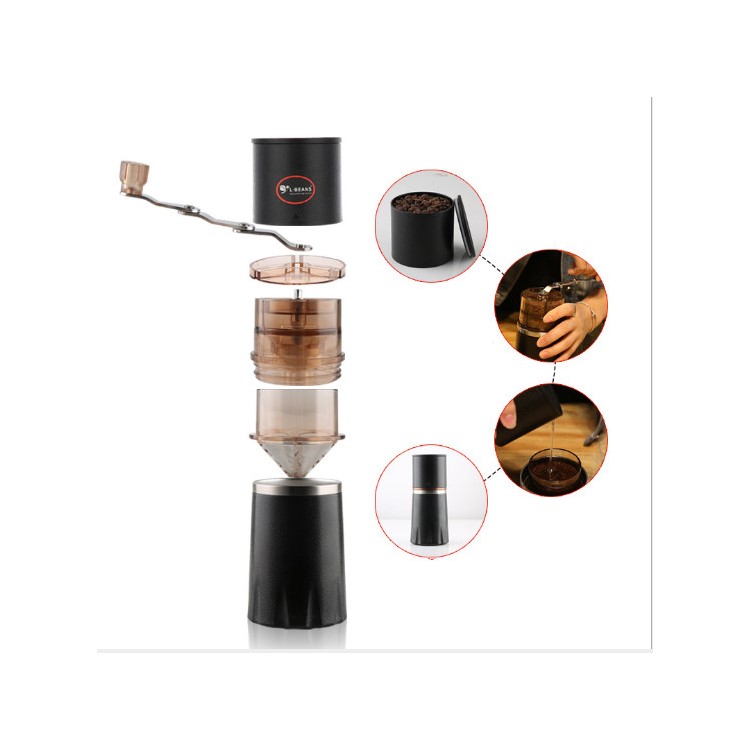 L-BEANS Multifunctional Portable Coffee Machine Coffee Bean Grinder Coffee Maker Bottle - Black-7