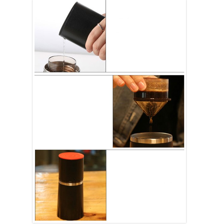 L-BEANS Multifunctional Portable Coffee Machine Coffee Bean Grinder Coffee Maker Bottle - Black-9
