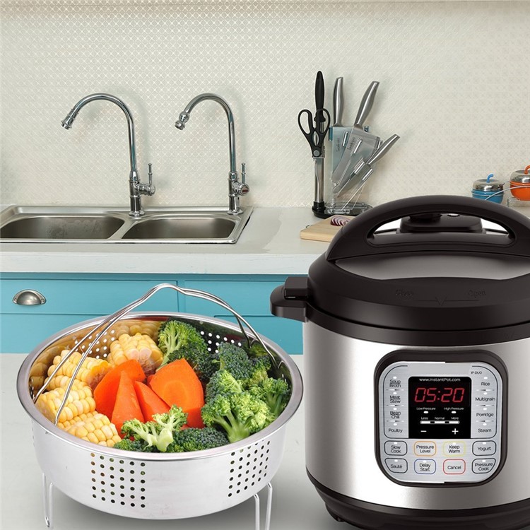 Stainless Steel Steamer Basket with Handle for Instant Pot 6, 8 qt, Diameter: 22.5cm-1
