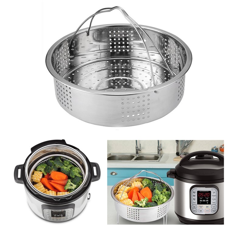 Stainless Steel Steamer Basket with Handle for Instant Pot 6, 8 qt, Diameter: 22.5cm-2