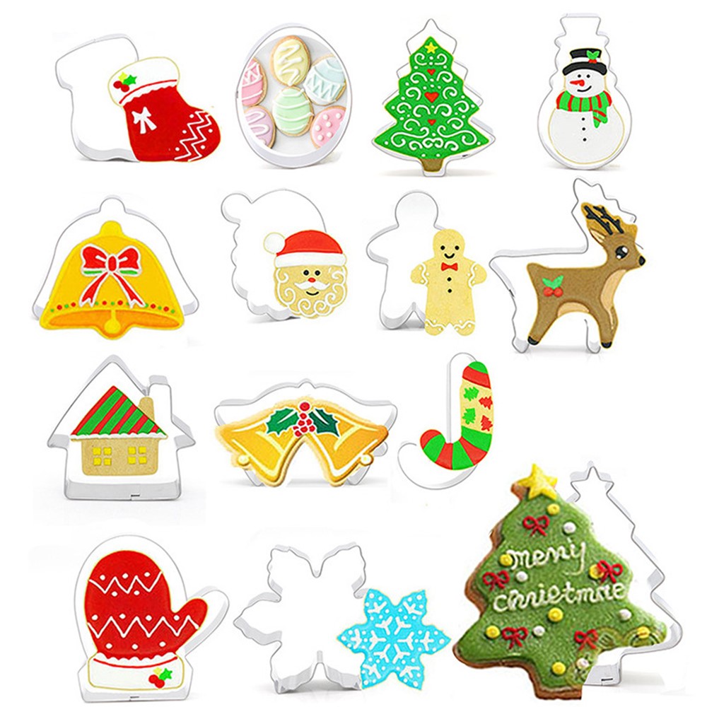 14pcs / Set Acciaio Inossidabile Cookie Cookie Natalizie Cookies Cookies Tools