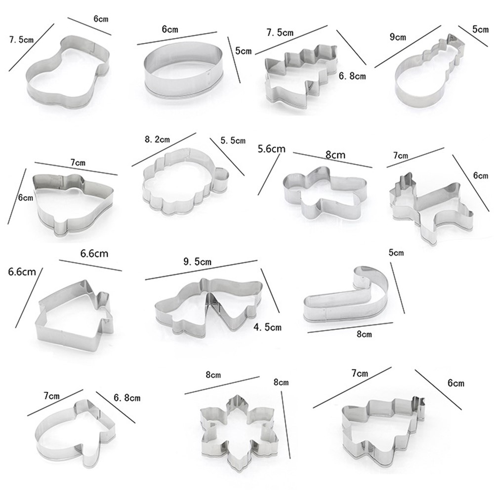 14pcs / Set Edelstahl-Keks-Weihnachtsfeiertage-Keks-Formen-Tool