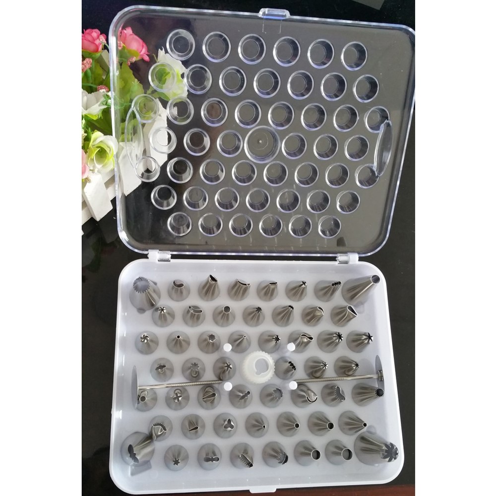 52Pcs/Set Stainless Steel Cake Pastry Icing Piping Nozzles Tip Kit-1