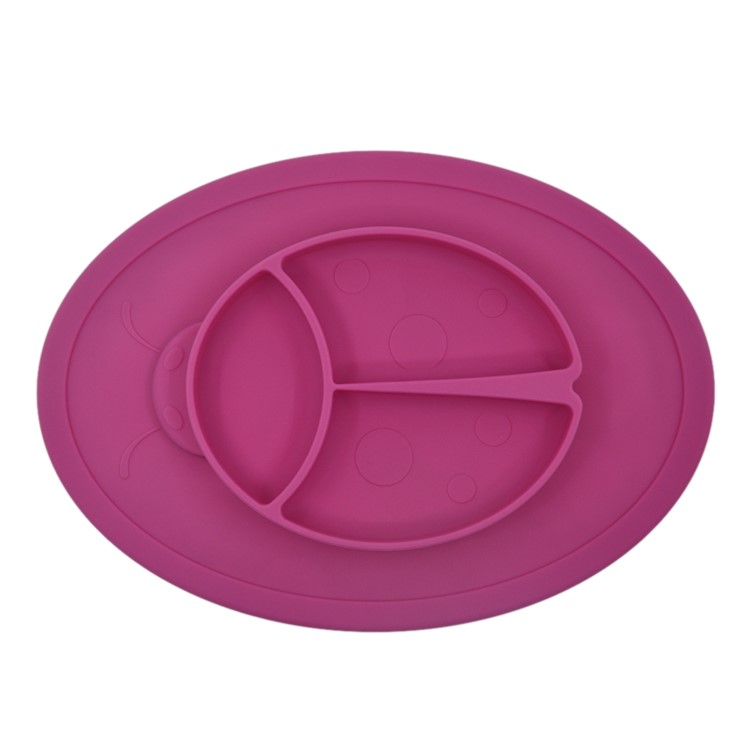 WINLY Non-slip Silicone Kid Feeding Food Tray Plate BPA-free - Rose-1