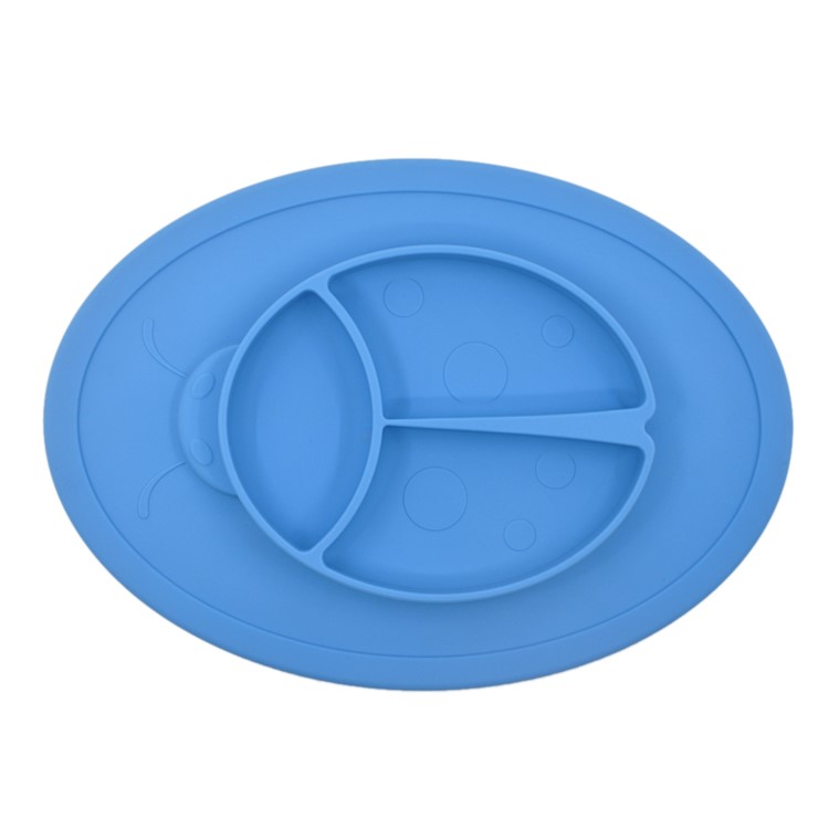 WINLY BPA-free Silicone Kid Feeding Usable Placemat + Plate 2-in-1 - Blue-1