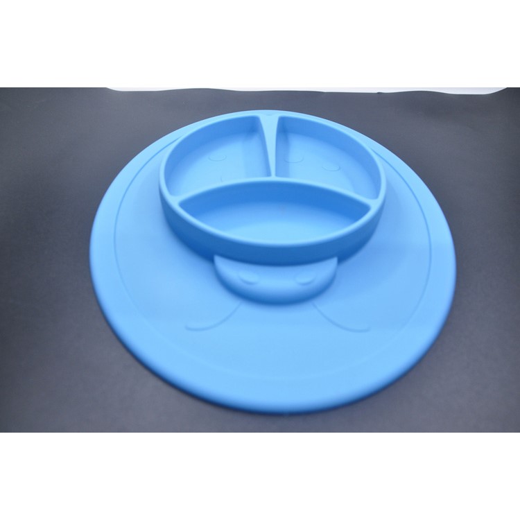 WINLY BPA-free Silicone Kid Feeding Usable Placemat + Plate 2-in-1 - Blue-5