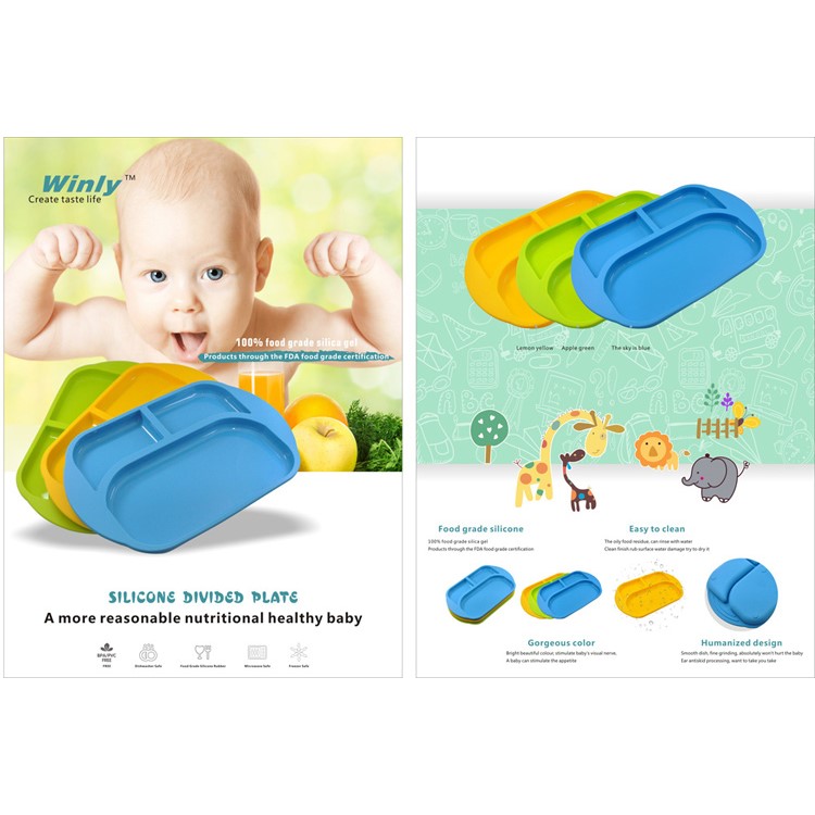 WINLY Non-slip Silicone Kids Placemat Baby Feeding Placemat - Yellow-5