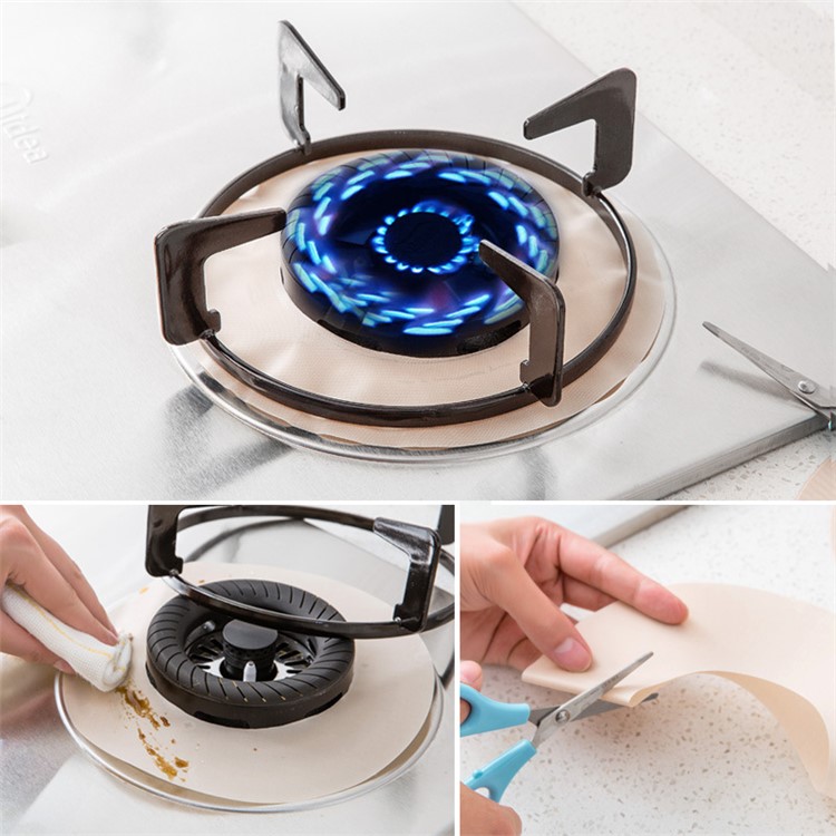 4PC/Set Non-Stick Stovetop Protector for Gas Range Stove - Silver-1