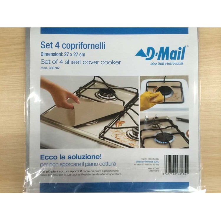 4PC/Set Non-Stick Stovetop Protector for Gas Range Stove - Silver-5