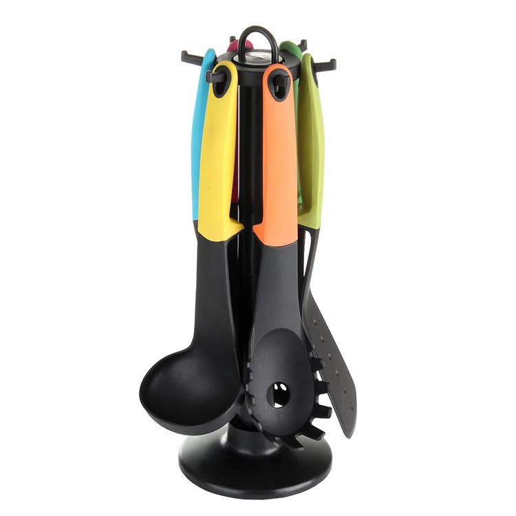 6-Piece Colorful Nonstick Kitchen Utensil Set Cooking Tool with Rotating Organizer-11