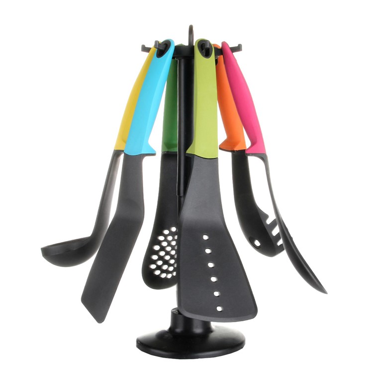 6-Piece Colorful Nonstick Kitchen Utensil Set Cooking Tool with Rotating Organizer-12
