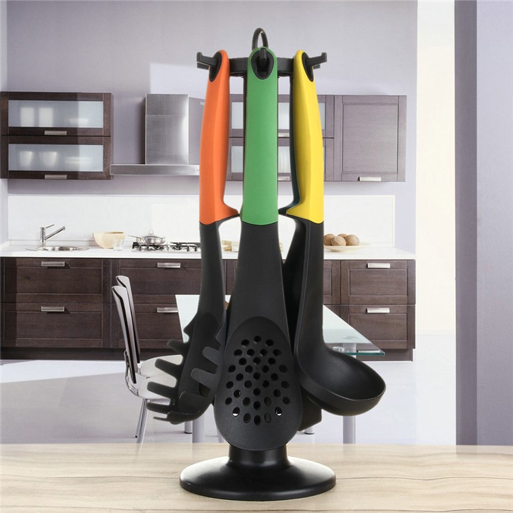 6-Piece Colorful Nonstick Kitchen Utensil Set Cooking Tool with Rotating Organizer-2