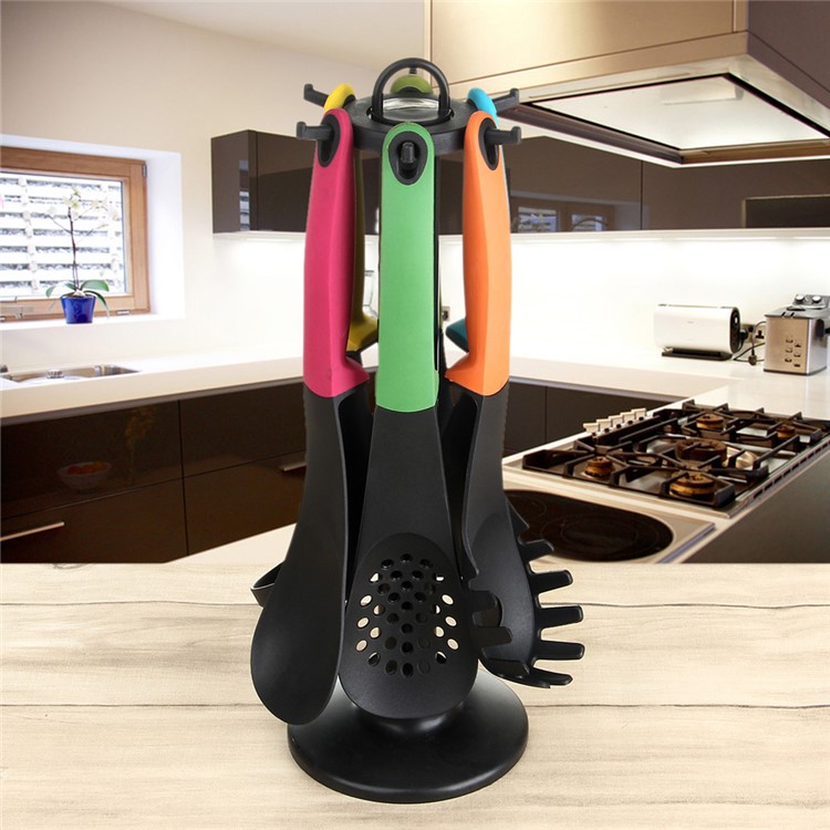 6-Piece Colorful Nonstick Kitchen Utensil Set Cooking Tool with Rotating Organizer-3