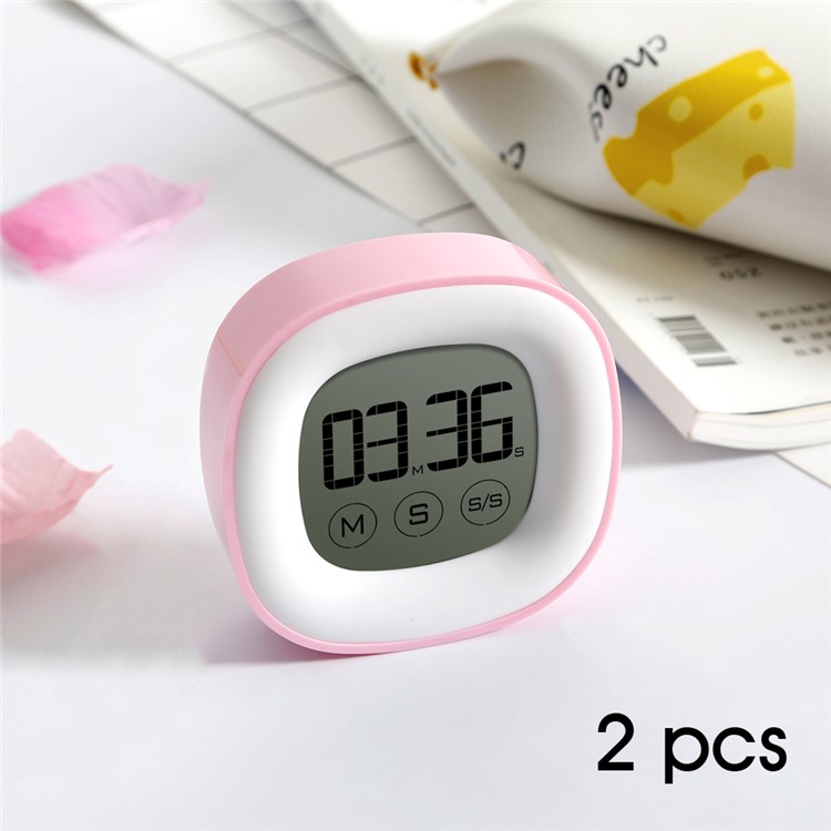 2PCS LCD Digital Touch Screen Cooking Kitchen Timer - Pink-1