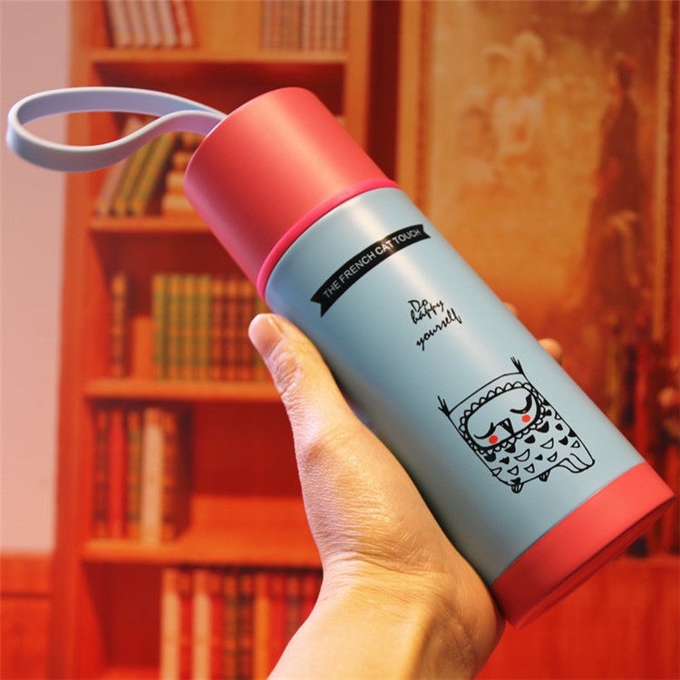 350ML Cartoon Design Stainless Steel Vacuum Thermal Insulation Cup Tea Water Cup Bottle - Blue-1