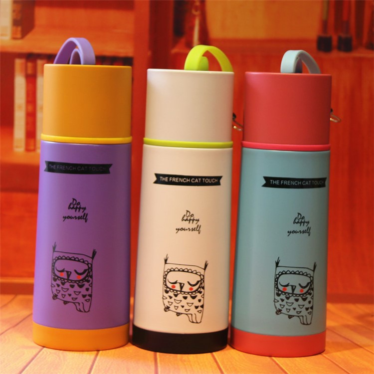 350ML Cartoon Design Stainless Steel Vacuum Thermal Insulation Cup Tea Water Cup Bottle - Blue-2