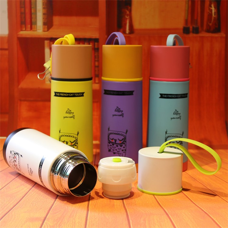 350ML Cartoon Design Stainless Steel Vacuum Thermal Insulation Cup Tea Water Cup Bottle - Blue-6