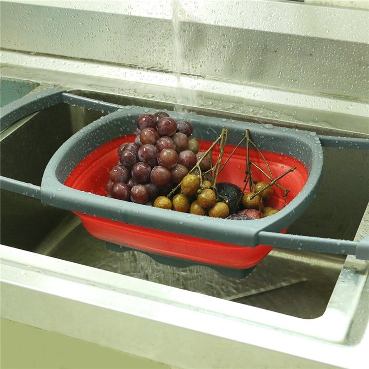 3.8L Retractable Collapsible Folding Multi-functional Washing Basket Fruit Drain Basket-2