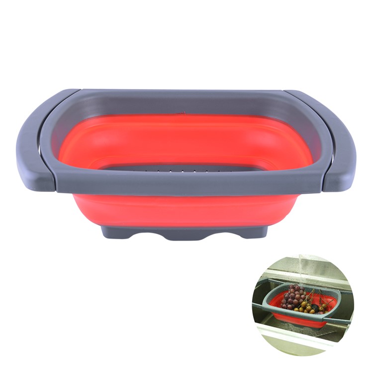3.8L Retractable Collapsible Folding Multi-functional Washing Basket Fruit Drain Basket-5