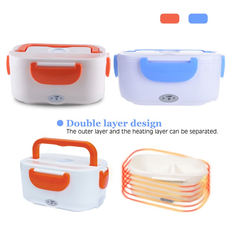 Portable Rectangular Mini Electric Heating Lunch Box Meal Heater - Orange / EU Plug-5