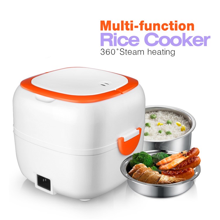 Multi-functional Rice Cooker Electric Meal Box Thermal Insulation Lunch Box - Orange / EU Plug-1