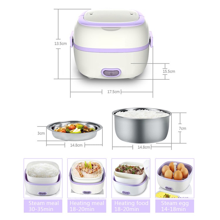 Multi-functional Rice Cooker Electric Meal Box Thermal Insulation Lunch Box - Orange / EU Plug-6