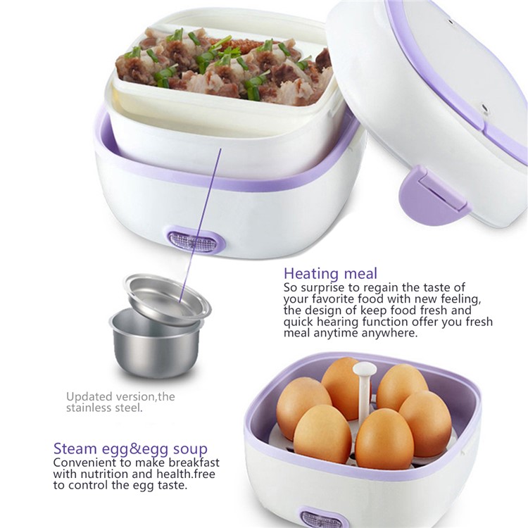 Multi-functional Rice Cooker Electric Meal Box Thermal Insulation Lunch Box - Orange / EU Plug-8