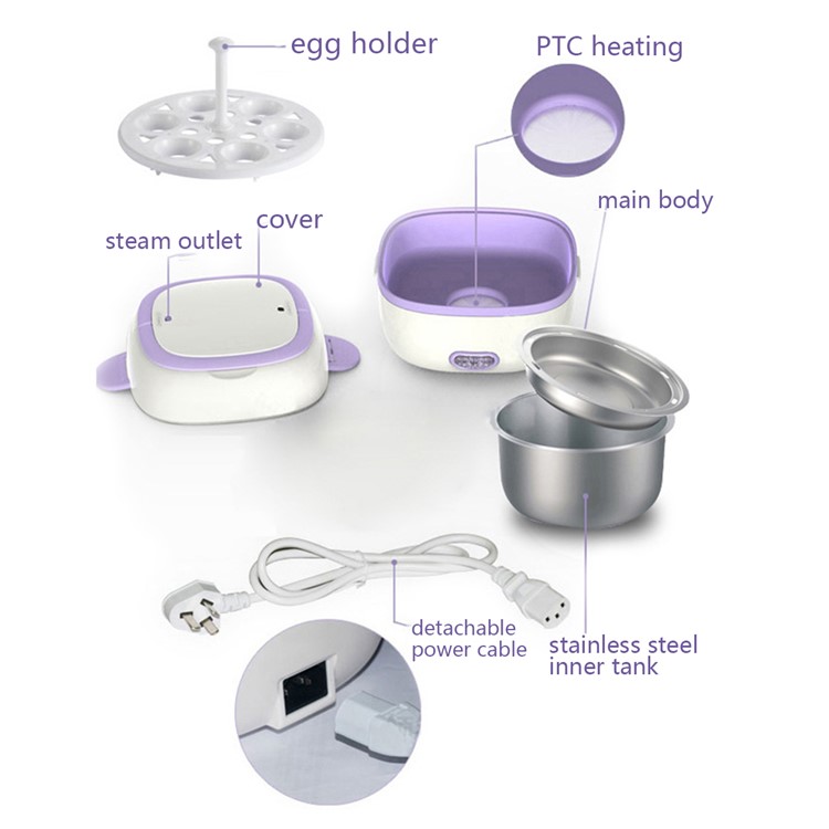 Multi-functional Rice Cooker Electric Meal Box Thermal Insulation Lunch Box - Orange / EU Plug-9