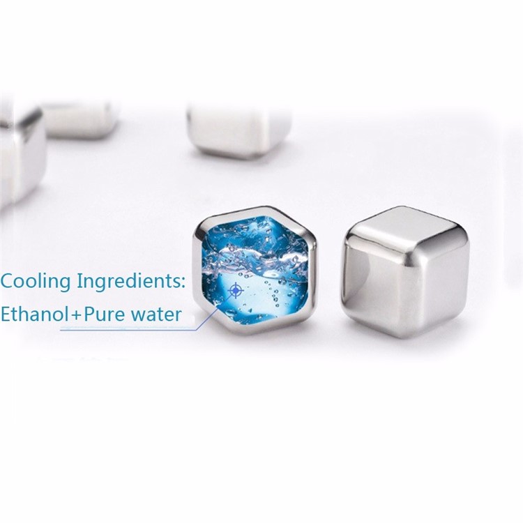 8Pcs/Set 304 Stainless Steel Reusable Cooler Stone Whiskey Ice Cubes with with Freezing Storage Tray - Cube Shape-11