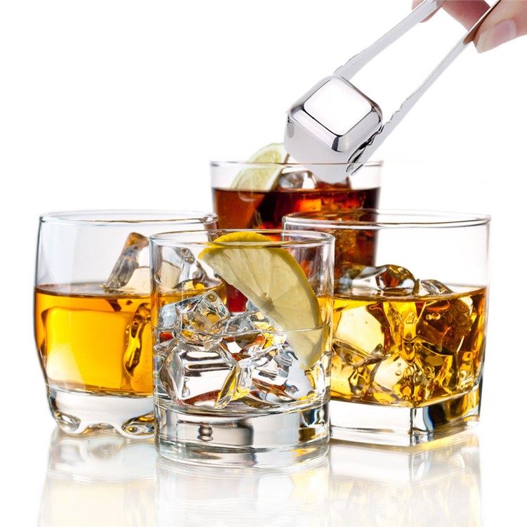 8Pcs/Set 304 Stainless Steel Reusable Cooler Stone Whiskey Ice Cubes with with Freezing Storage Tray - Cube Shape-9