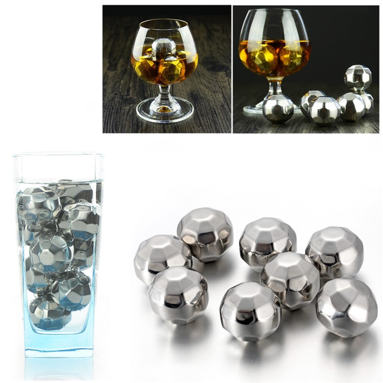 8Pcs/Set Stainless Steel Chilling Reusable Ice Cooler Wine Chillers with Freezing Storage Tray - Diamond Shape-1
