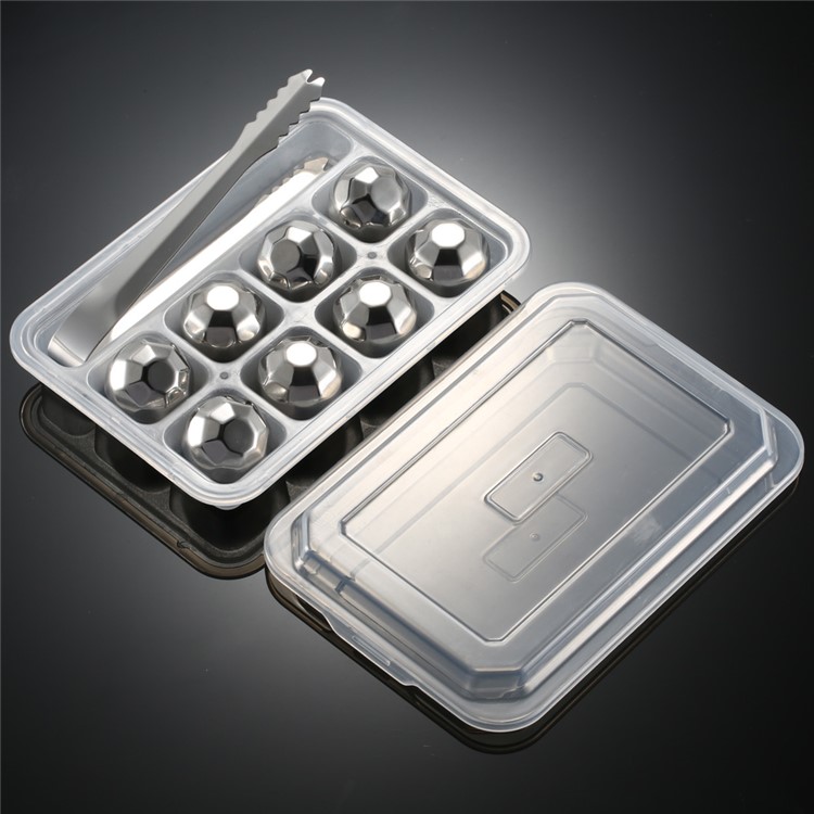 8Pcs/Set Stainless Steel Chilling Reusable Ice Cooler Wine Chillers with Freezing Storage Tray - Diamond Shape-2