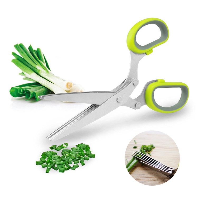 Multi-function Stainless Steel Kitchen Scissors 5-Layer Scissors with Cleaning Brush-1