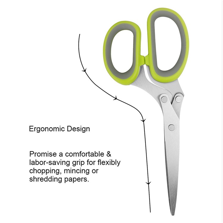 Multi-function Stainless Steel Kitchen Scissors 5-Layer Scissors with Cleaning Brush-2