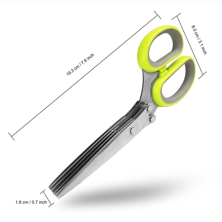Multi-function Stainless Steel Kitchen Scissors 5-Layer Scissors with Cleaning Brush-3