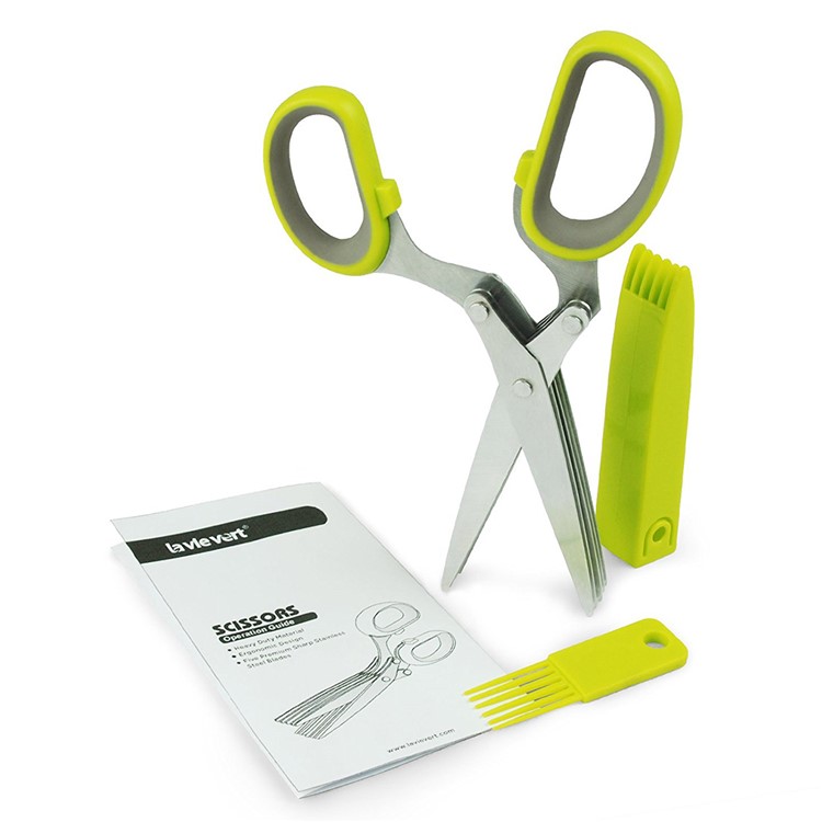 Multi-function Stainless Steel Kitchen Scissors 5-Layer Scissors with Cleaning Brush-6