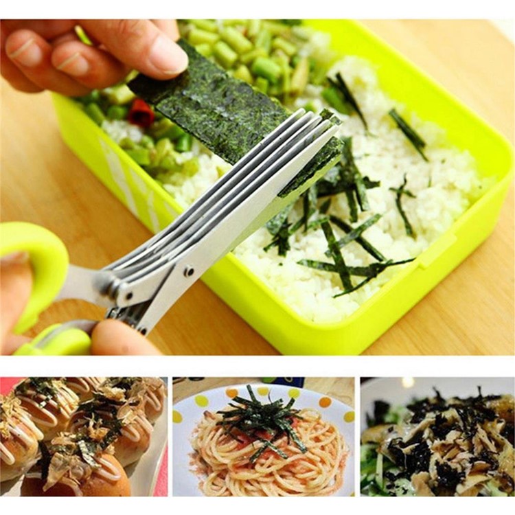 Multi-function Stainless Steel Kitchen Scissors 5-Layer Scissors with Cleaning Brush-8