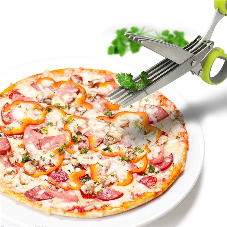 Multi-function Stainless Steel Kitchen Scissors 5-Layer Scissors with Cleaning Brush-9