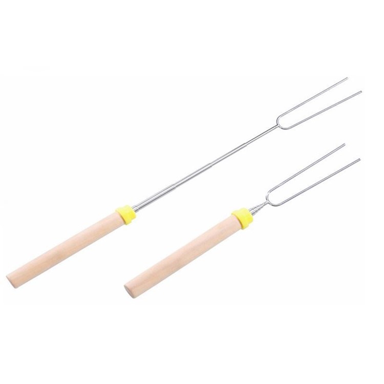 8Pcs/Set Extending Marshmallow Roasting Sticks 32" Telescoping Stainless Steel Skewers Hot Dog Forks-4