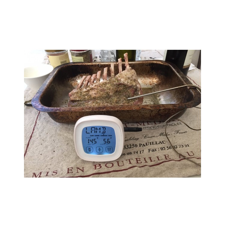 Cooking Meat Food Thermometer for Smoker Grill Oven BBQ Digital LCD Display - White-1