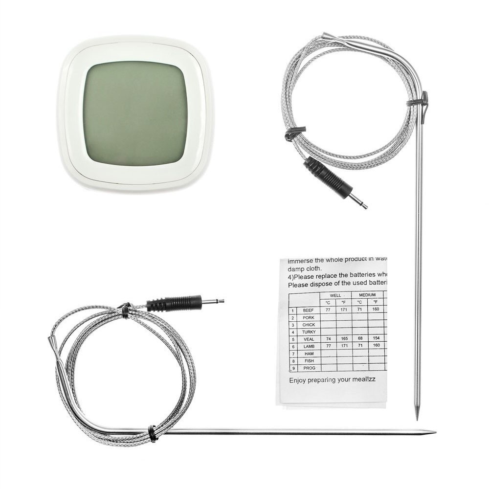 Cooking Meat Food Thermometer with Touchscreen Digital Display for Smoker Grill Oven BBQ - White-6