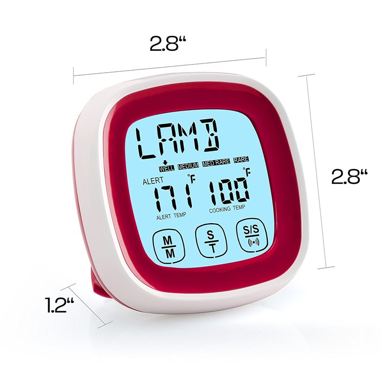 Touchscreen Oven Meat Thermometer and Timer Accurate Digital Grill Cooking Thermometers with Two Probes - Red-2