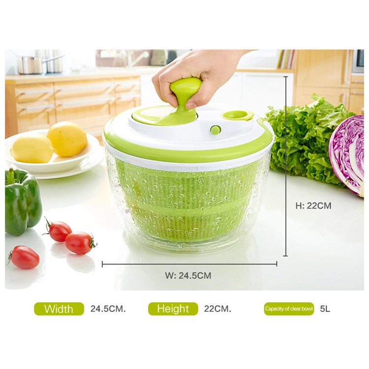 5L Manual Salad Spinner Lettuce Vegetables Washer-13