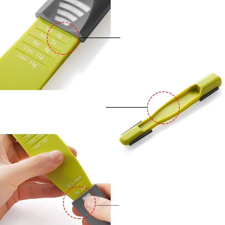 Measuring Löffel Double End Einstellbare Skala Acht Stände Metric Löffel - Grün-11